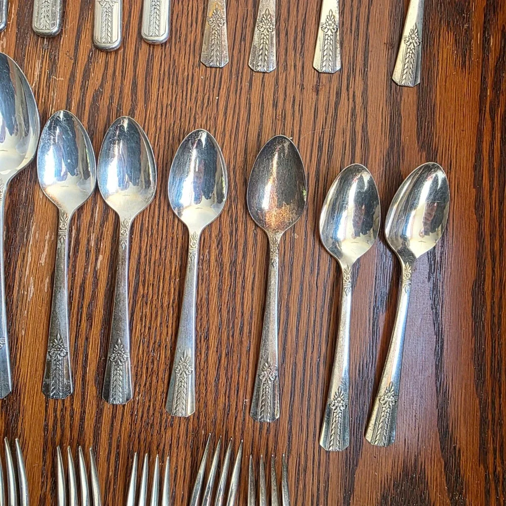 Oneida Vernon Silverplate Flatware Lot Romford 1939 Vintage Deco 39pc Set